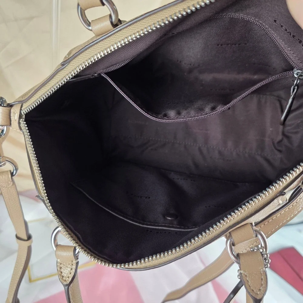Coach Elise Satchel Pebble‎ Leather Taupe Crossbody Handbag 79316